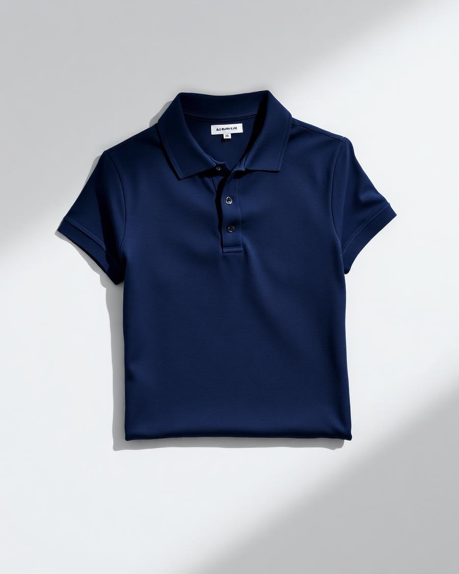 Polo piqué azul marino doblado